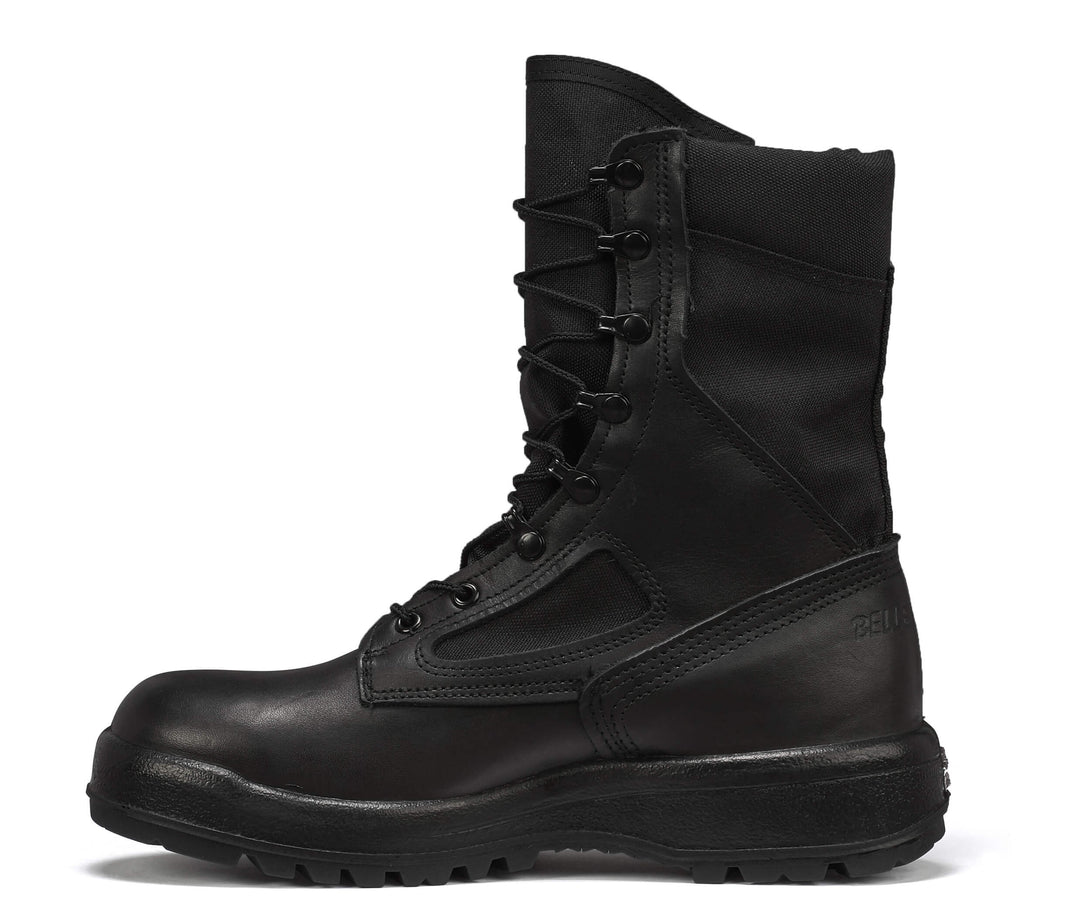 Belleville 300 TROP ST black hot weather steel toe boot instep view.