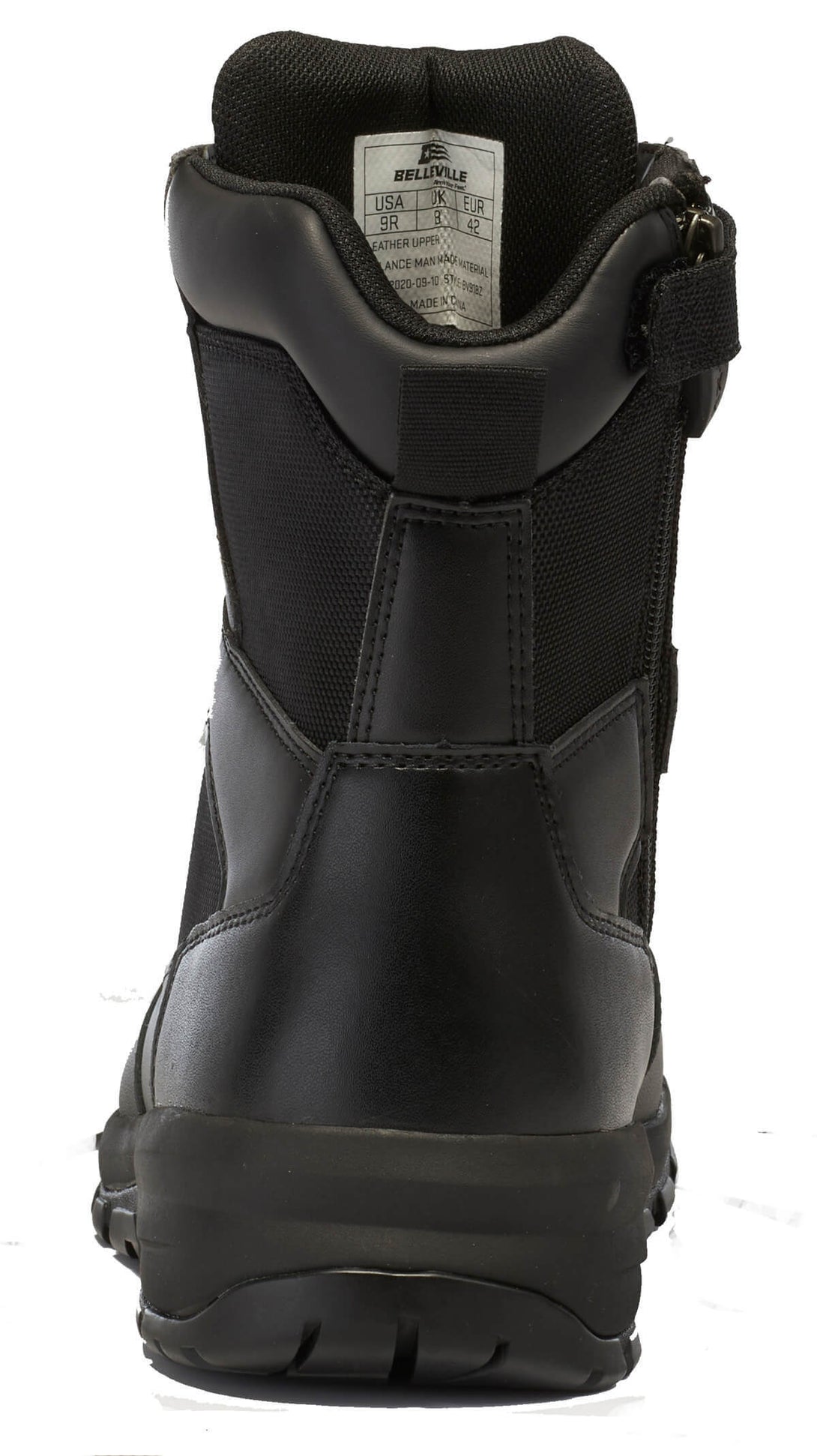 Belleville Spear Point BV918Z black lightweight side zip boot back.