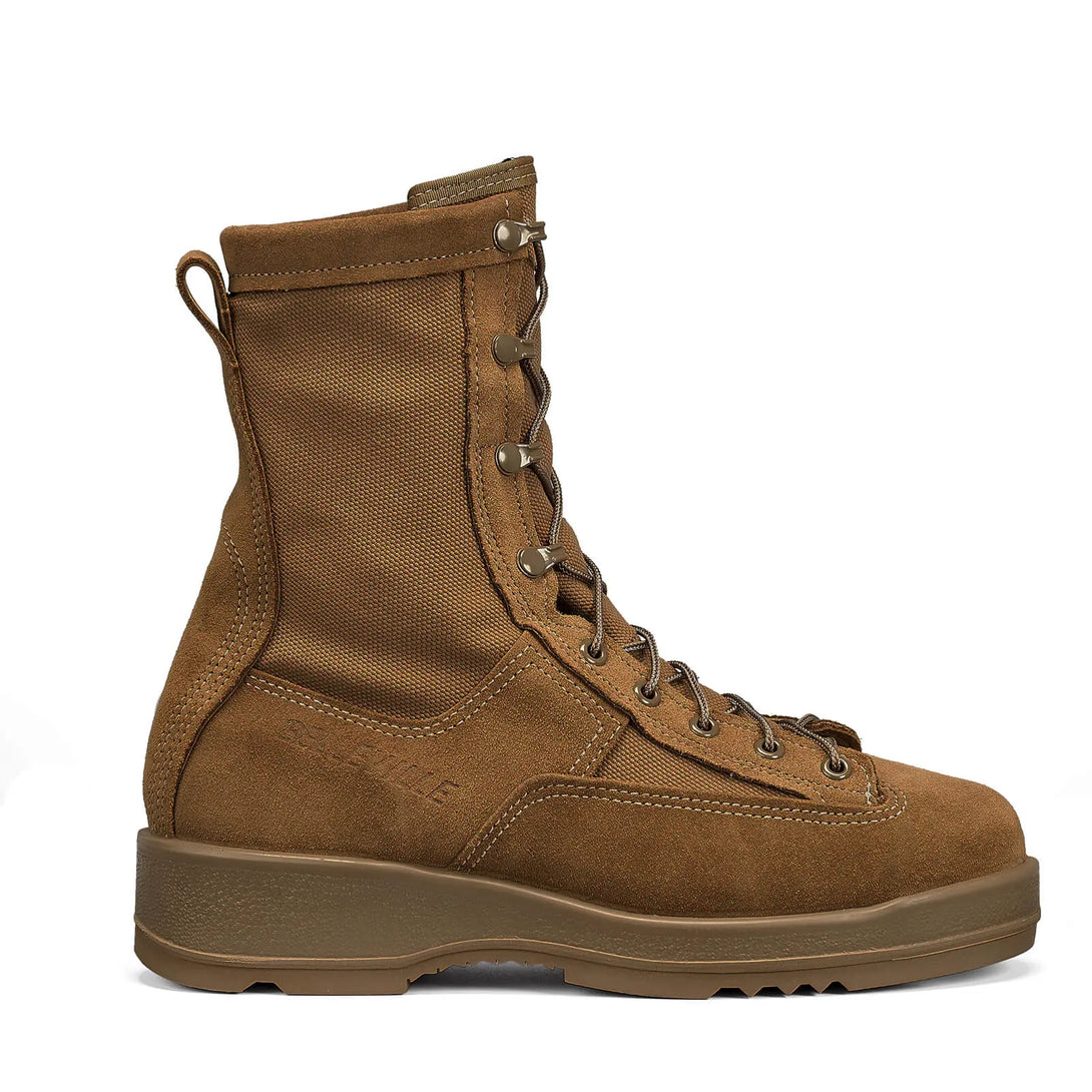 Belleville 330 COY ST Steel Toe Flight Boot – Outstep perspective displaying durable full-grain leather and VANGUARD sole construction.