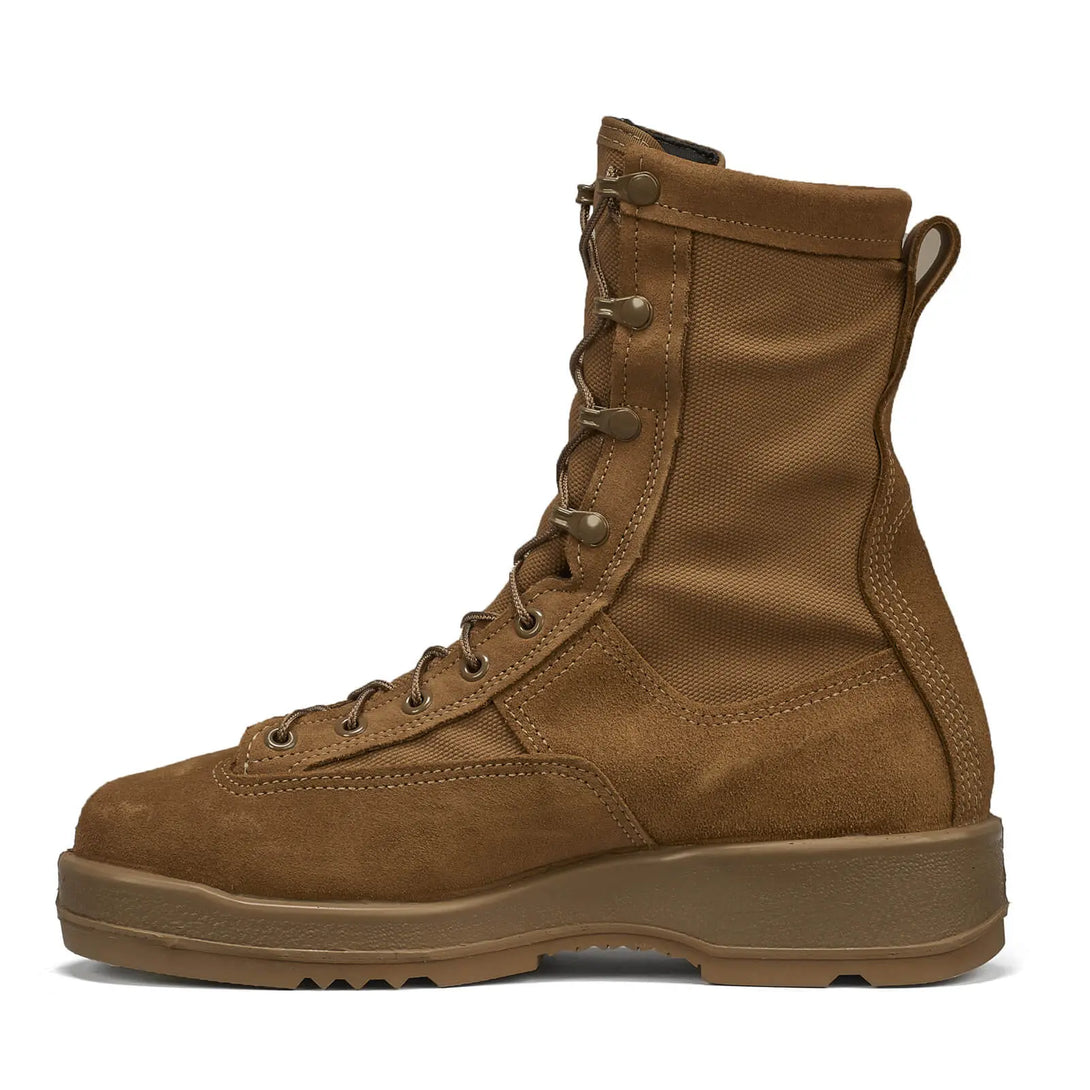 Belleville 330 COY ST Steel Toe Flight Boot – Instep angle highlighting breathable nylon fabric and reinforced lacing system.
