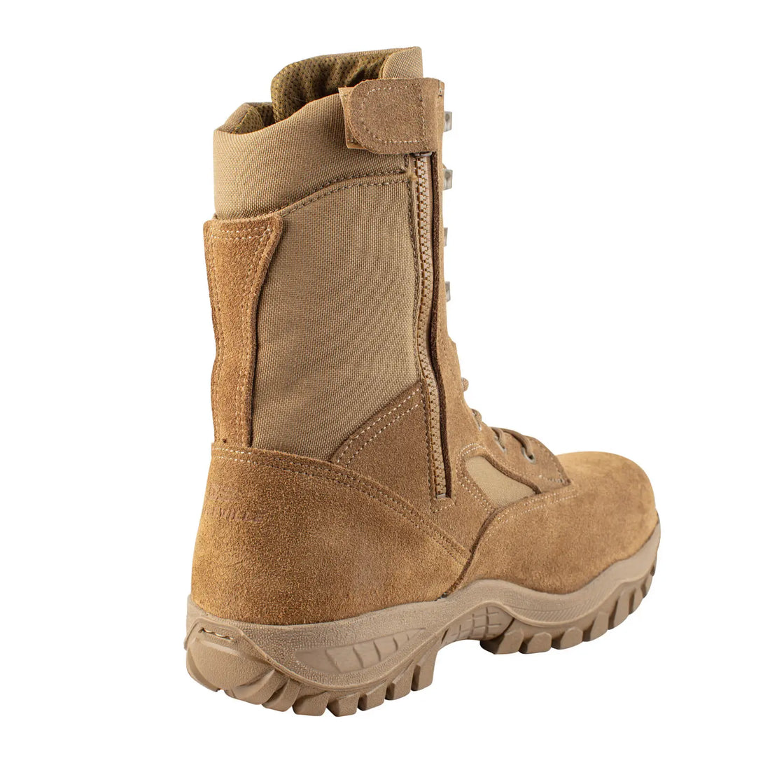 Belleville C312Z CT coyote hot weather side-zip composite toe boot - instep profile with side zipper.