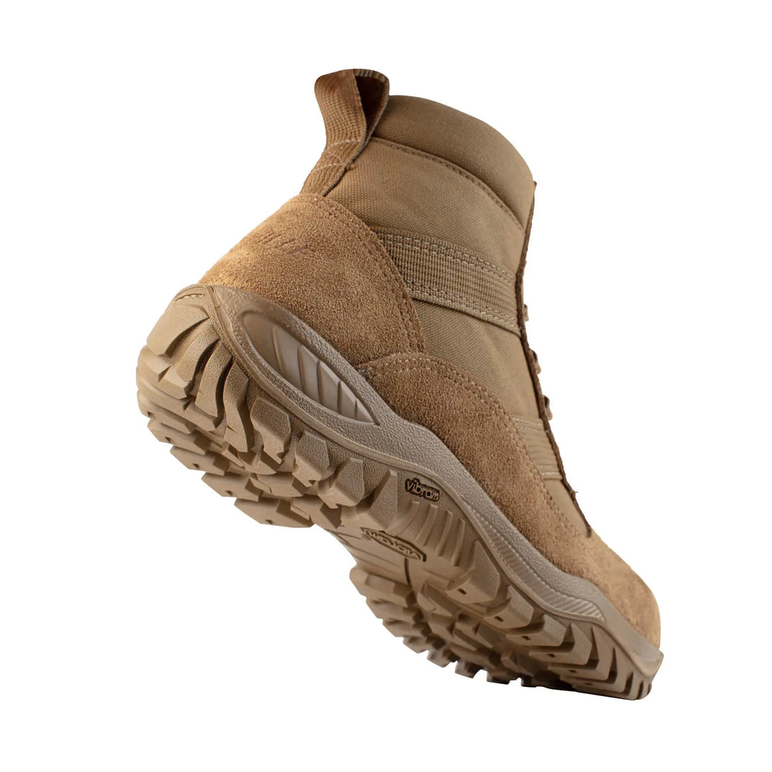 Belleville C315ST flyweight shorty 6" coyote steel toe boot - angled outstep sole profile.