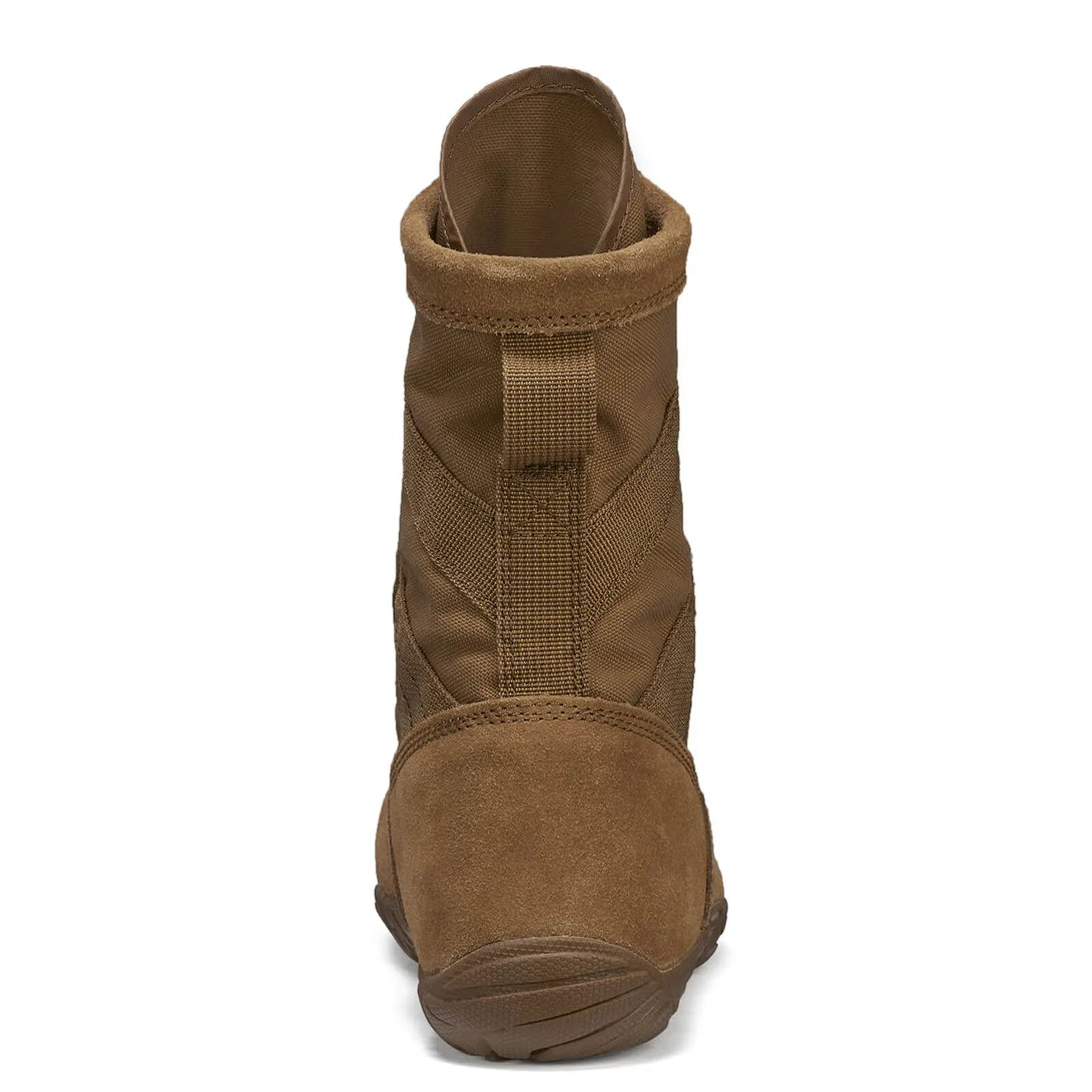 Belleville TR105 coyote MiniMil minimalist training boot, back view.