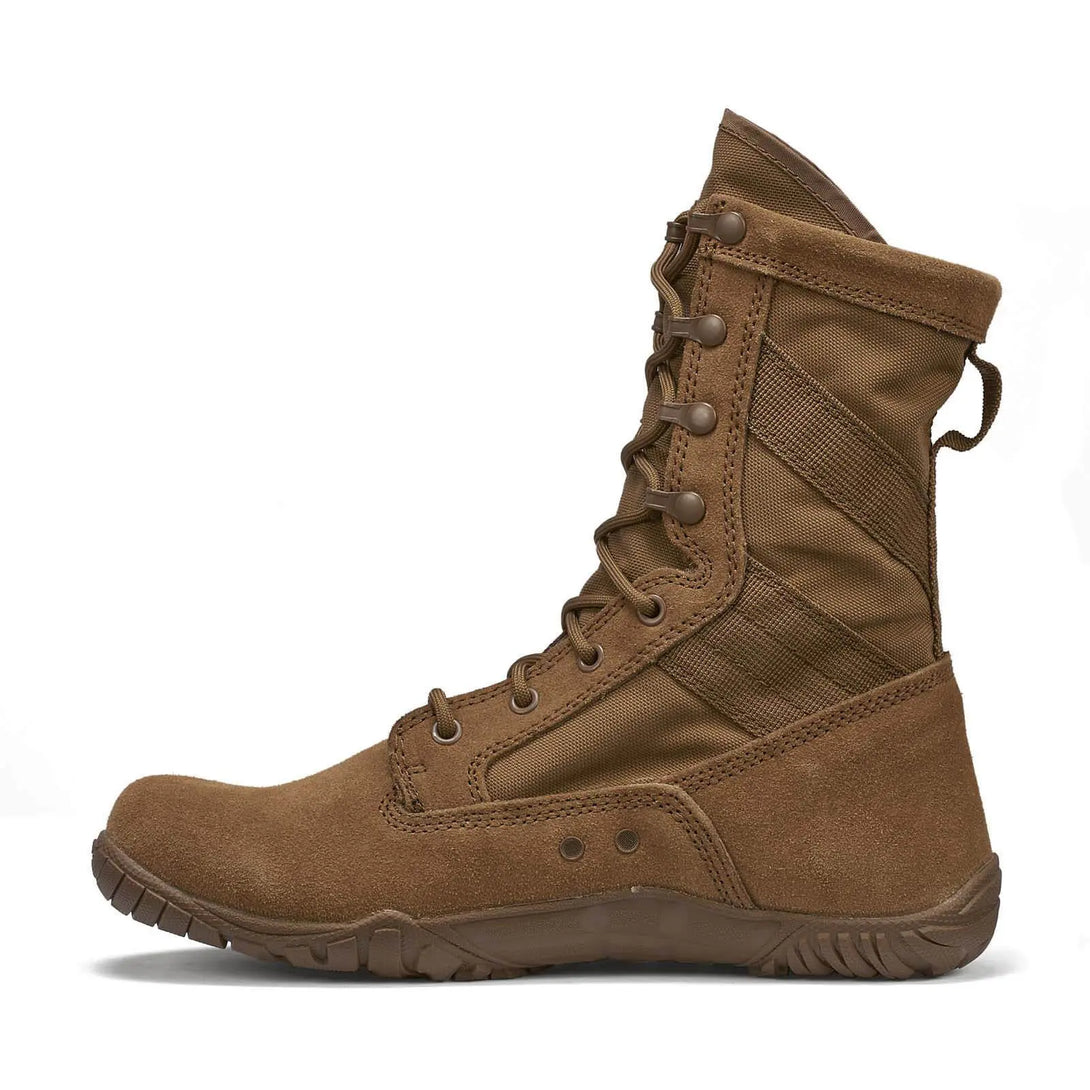 Belleville TR105 coyote MiniMil minimalist training boot, instep profile view.