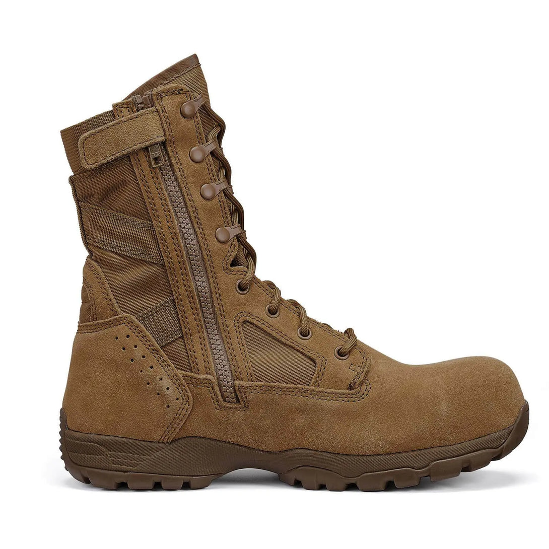 Belleville TR596Z CT flyweight hot weather composite toe side zip boot, instep profile view with zipper.