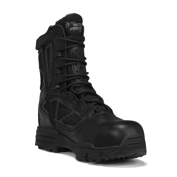Belleville TR998Z WP CT chrome waterproof composite toe side-zip boot, front profile view with zipper.