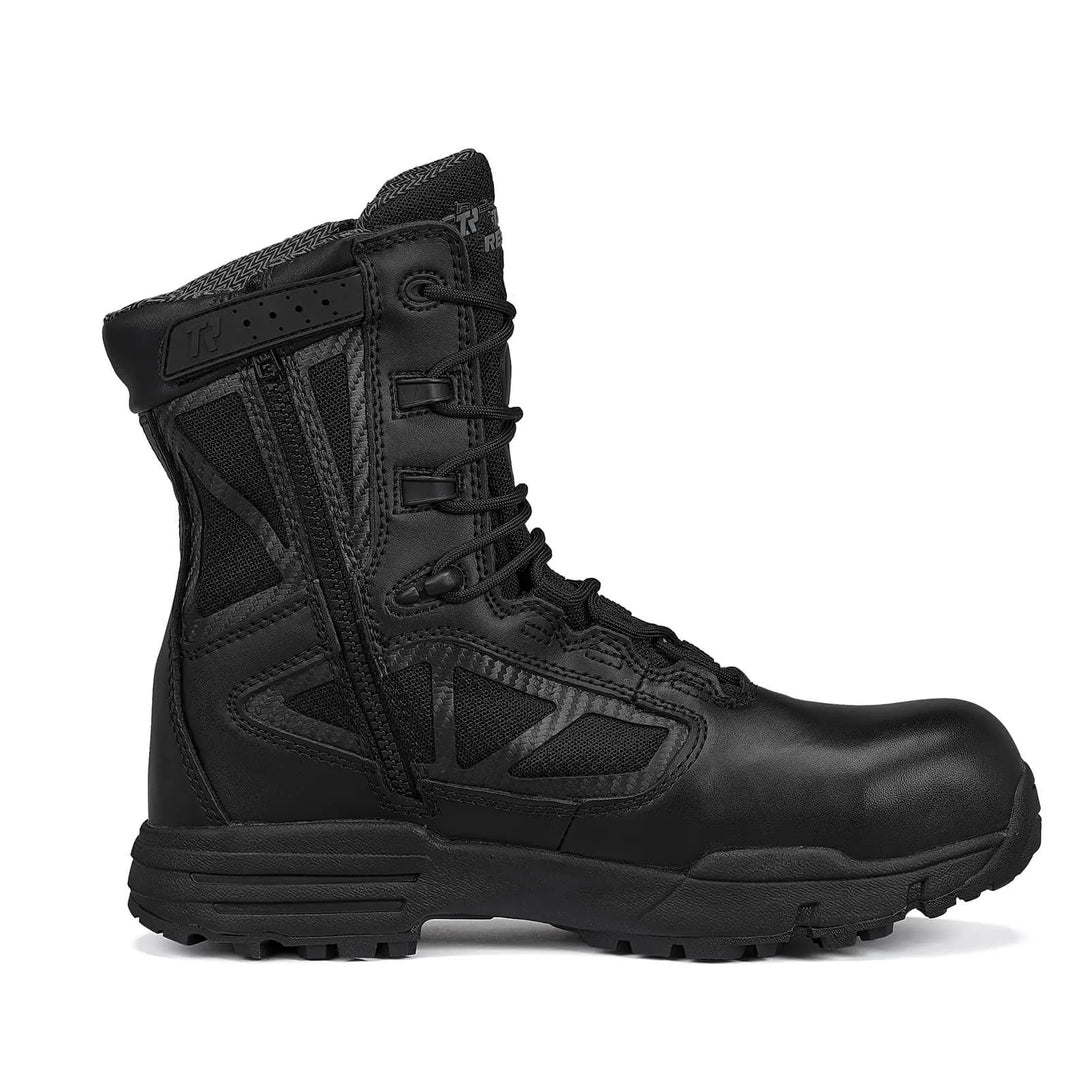 Belleville TR998Z WP CT chrome waterproof composite toe side-zip boot, instep profile view with zipper.