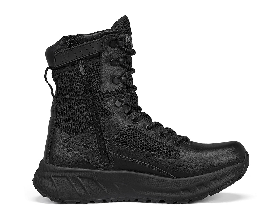 Belleville MAXX8Z 8" minimalist side zip tactical boot instep.