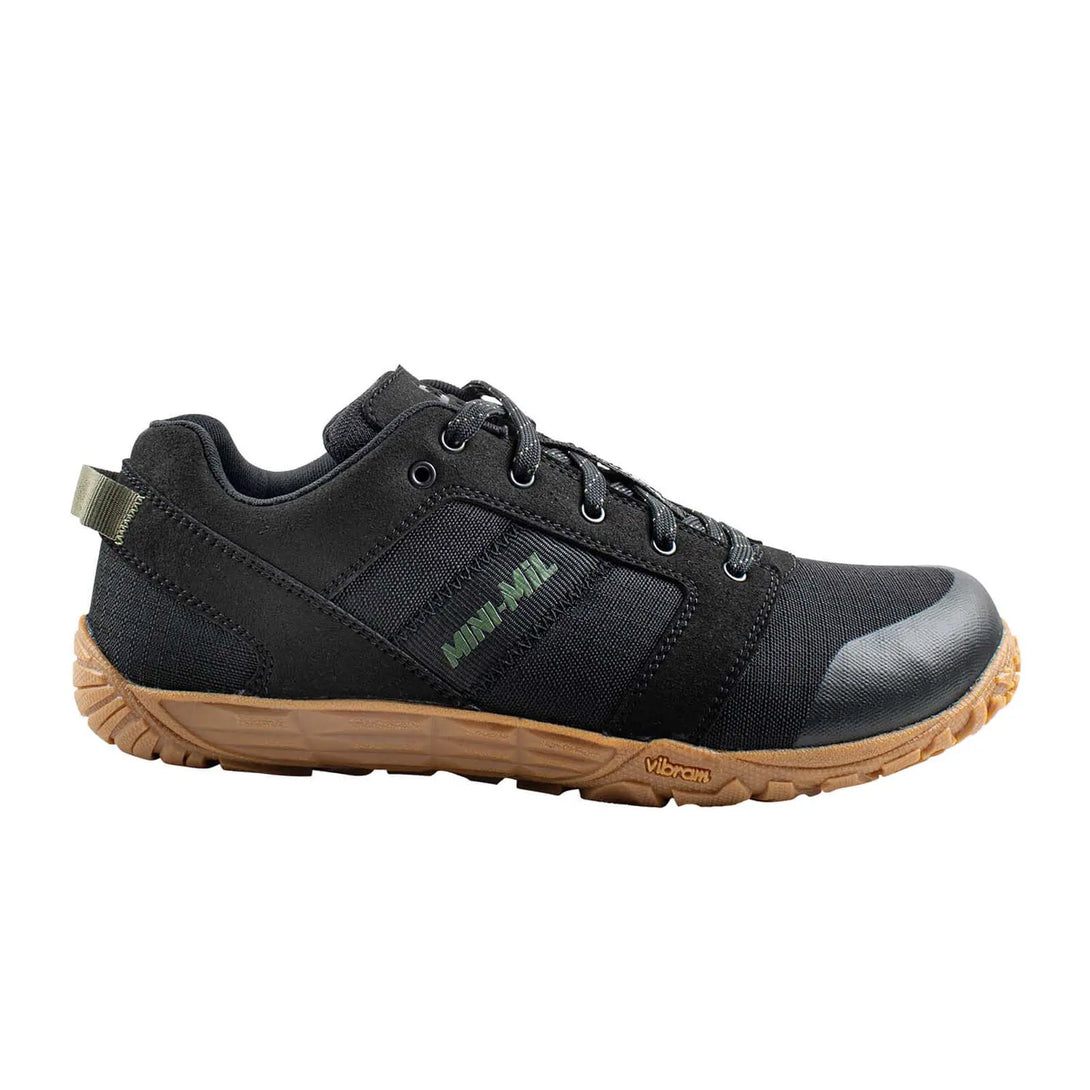 Belleville MM002 Mini-Mil Barefoot Minimalist Black Shoe, front outstep view.