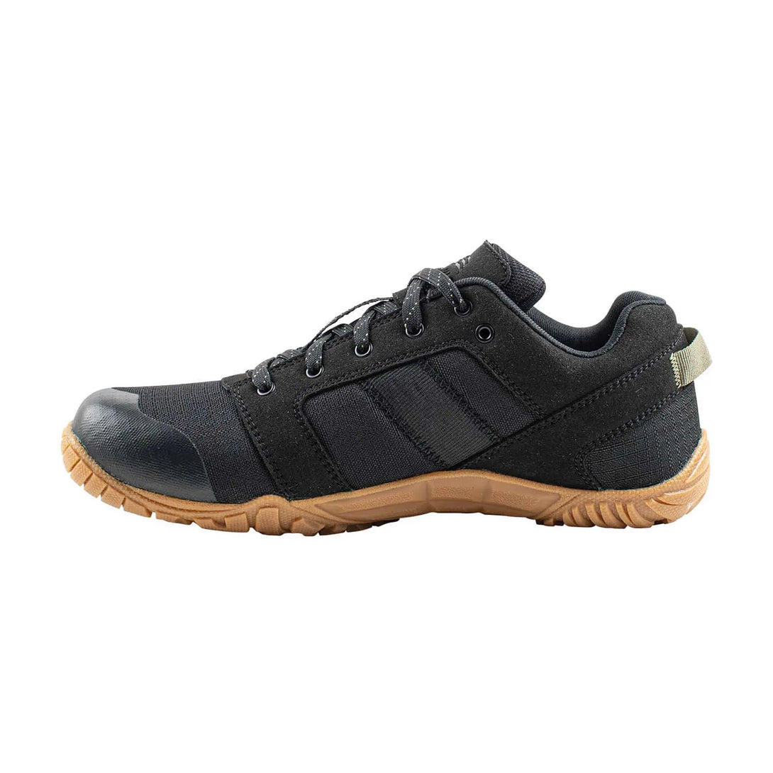 Belleville MM002 Mini-Mil Barefoot Minimalist Black Shoe, front instep profile view.