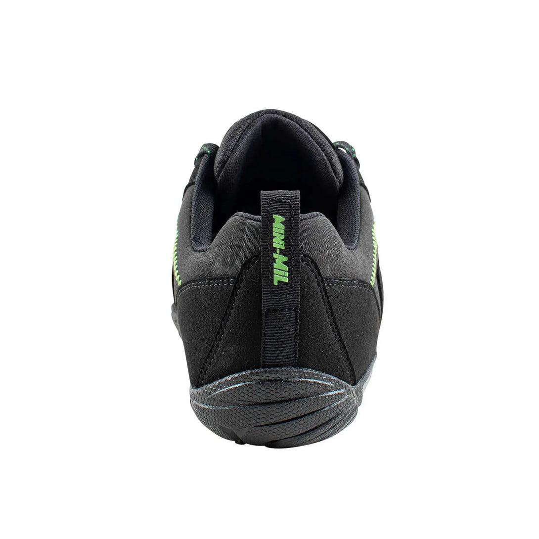 Belleville MM003 Mini-Mil Barefoot Minimalist Black Multicam Shoe, back view.