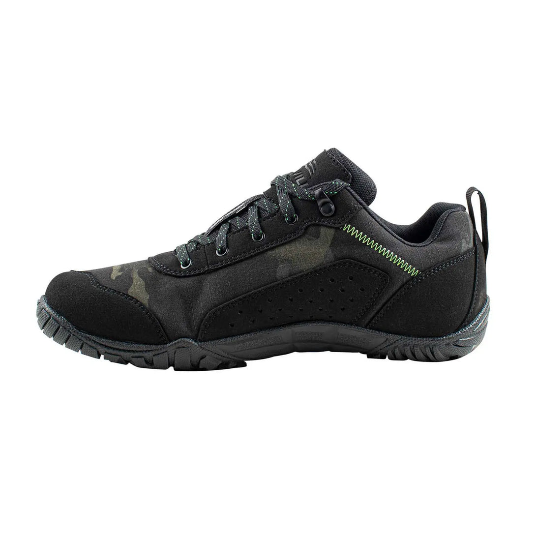 Belleville MM003 Mini-Mil Barefoot Minimalist Black Multicam Shoe, instep profile view.