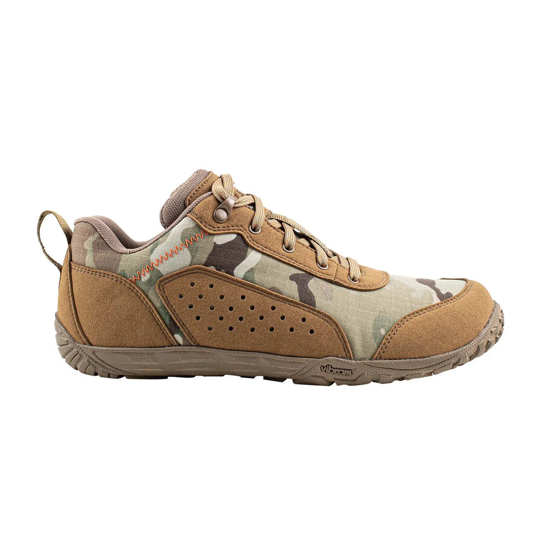 Belleville MM004 Mini-Mil Barefoot Minimalist Multicam Shoe outstep profile view.