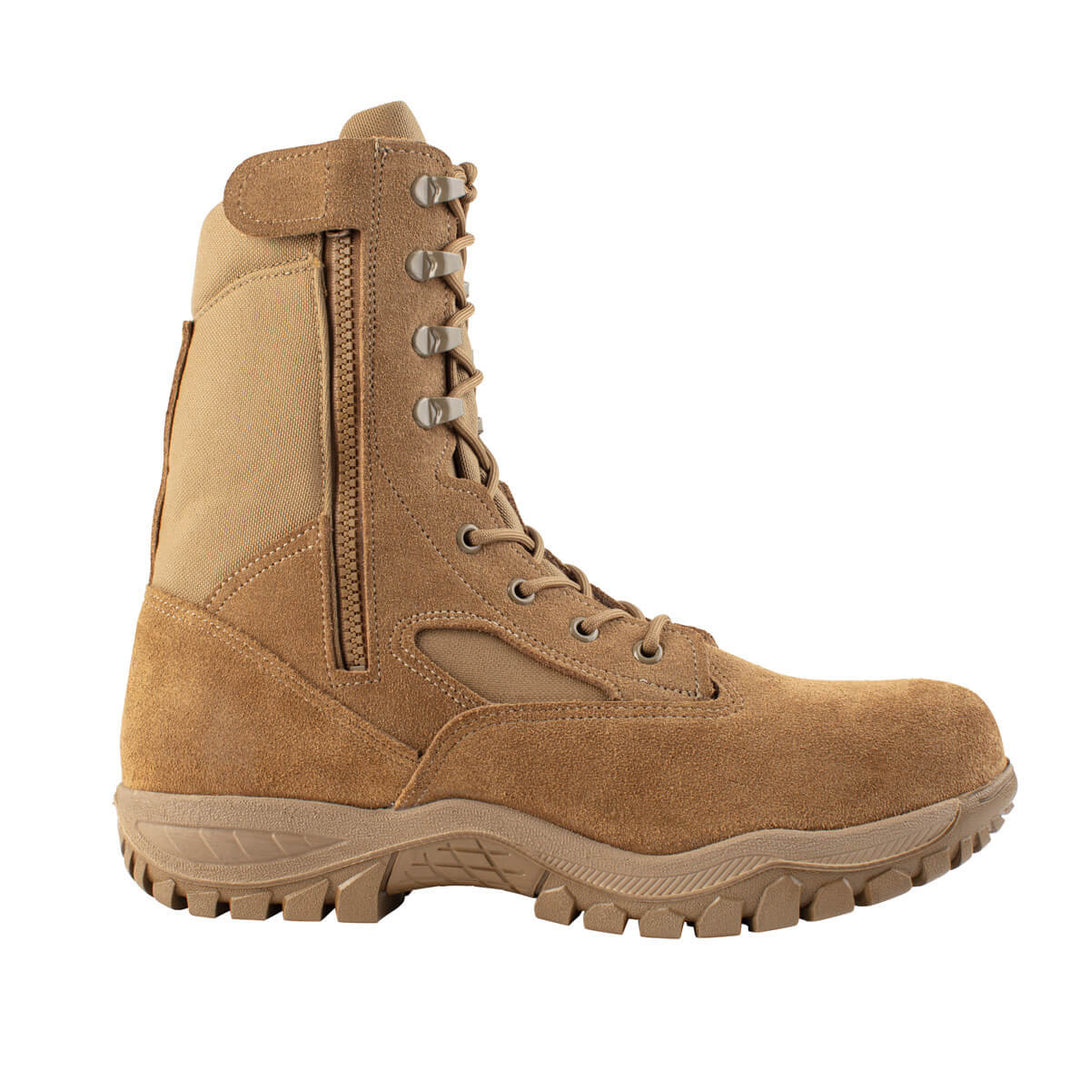 Belleville C312Z CT coyote hot weather side-zip composite toe boot instep.