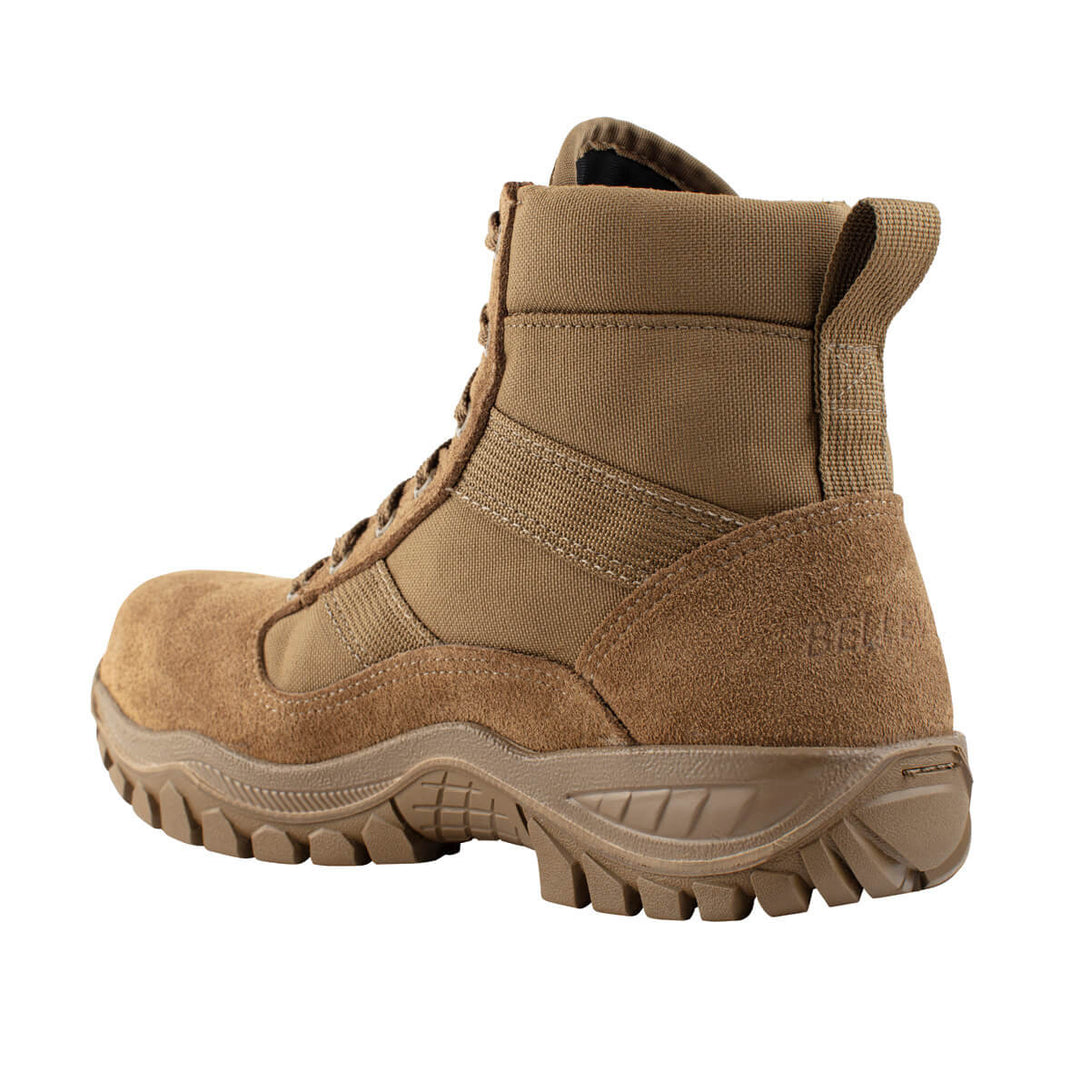 Belleville C315ST flyweight shorty 6" coyote steel toe boot instep.